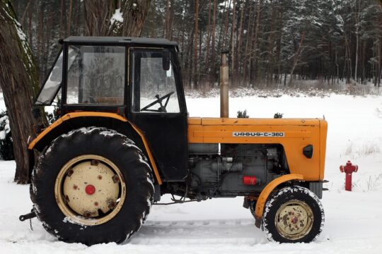 tractor, snow, winter, nature, cold, vehicle, agricultural tractor, agriculture, outdoors, ursus c-360